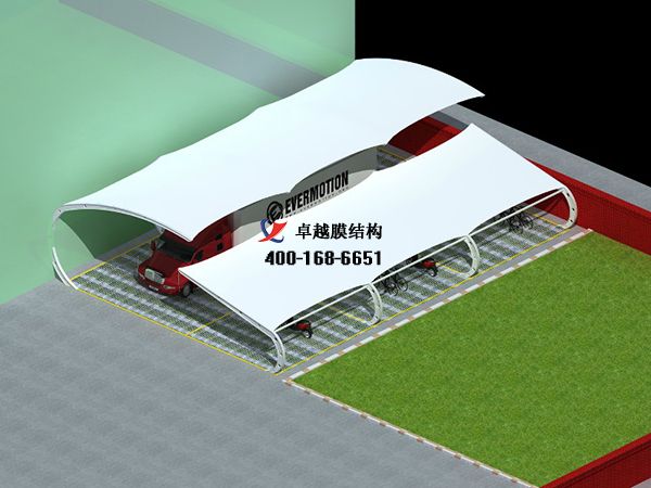  廊坊<font color='red'>膜結構車棚</font>【廊坊萊索思環境技術有限公司】工程實例