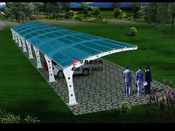  張掖<font color='red'>膜結構車棚</font>【張掖城市投資發展集團有限公司-停車棚】設計施工案例