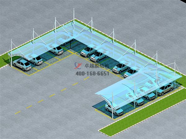 曲靖<font color='red'>膜結構車棚</font>【云南省曲靖藥業有限公司等】設計施工案例