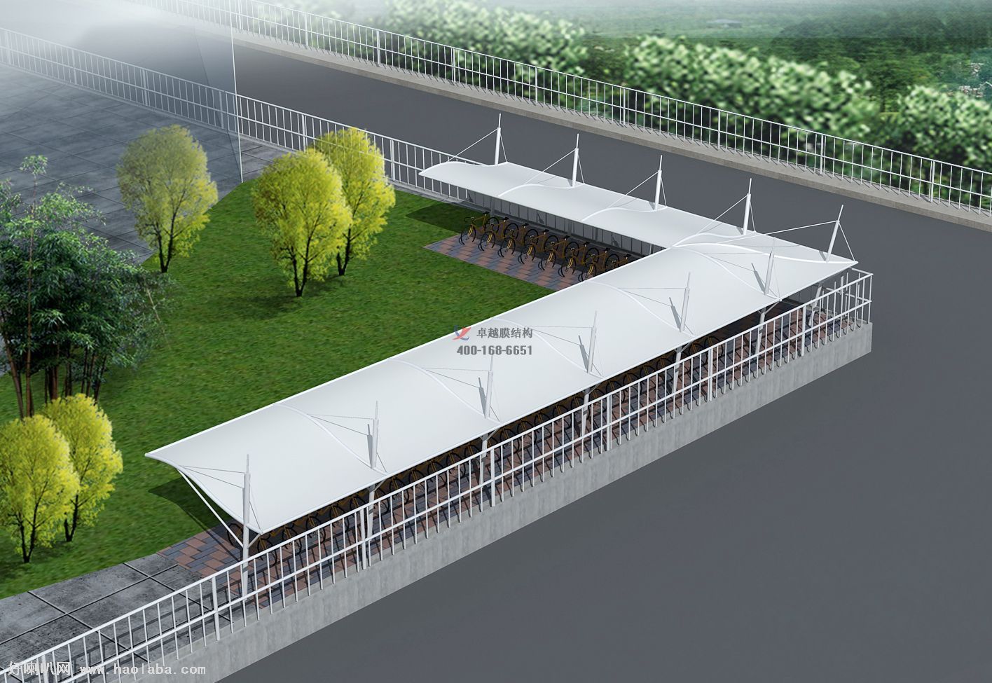 烏蘭察布<font color='red'>膜結構車棚</font>【烏蘭察布市交通運輸資源開發集團有限公司等】設計施工案例