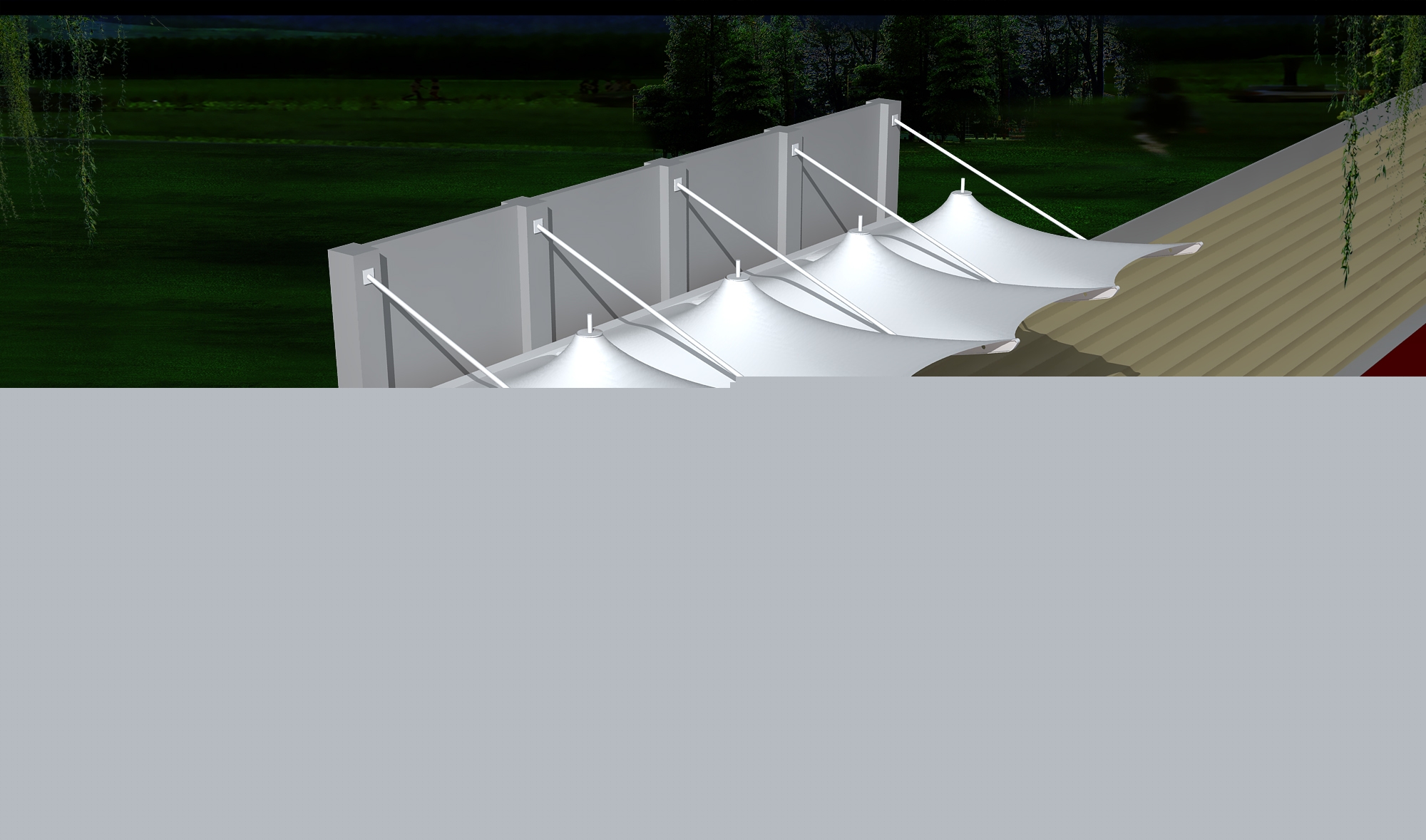 壽陽體育公園膜結構【看臺雨棚】門球場案例