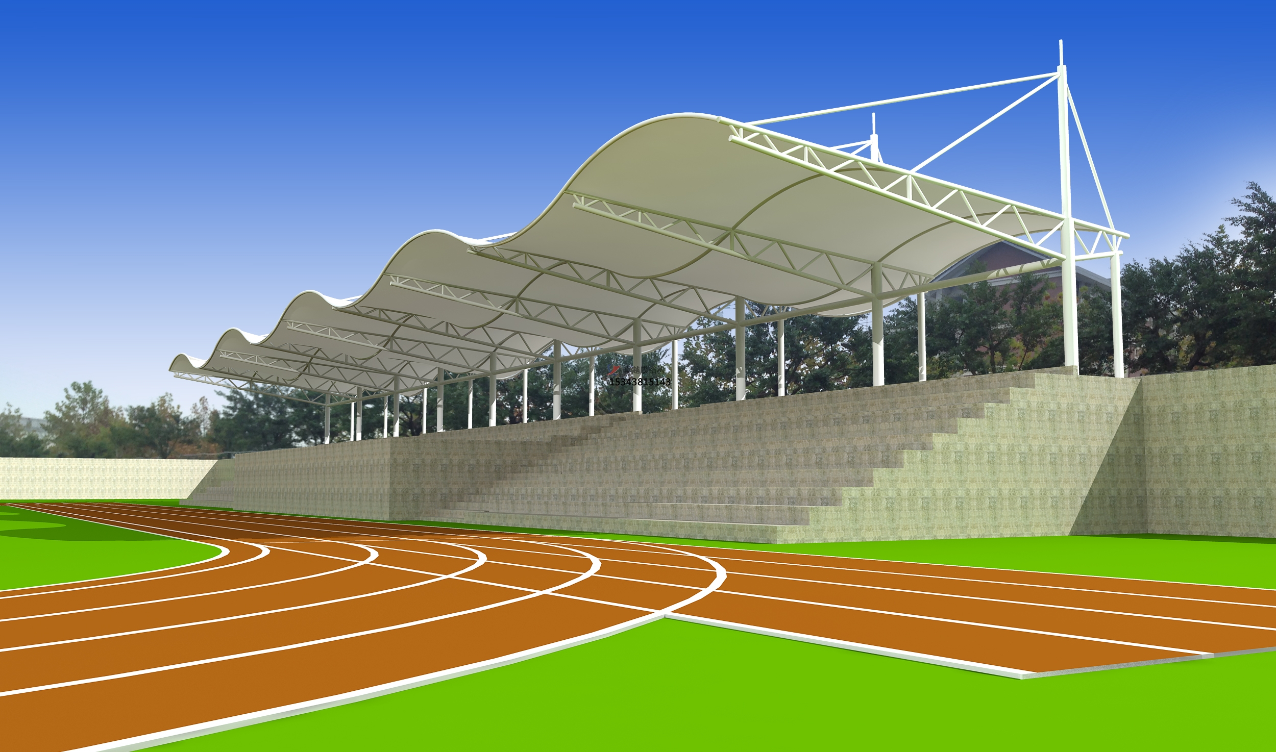 運城聞喜體育公園膜結構【看臺雨棚】門球場案例